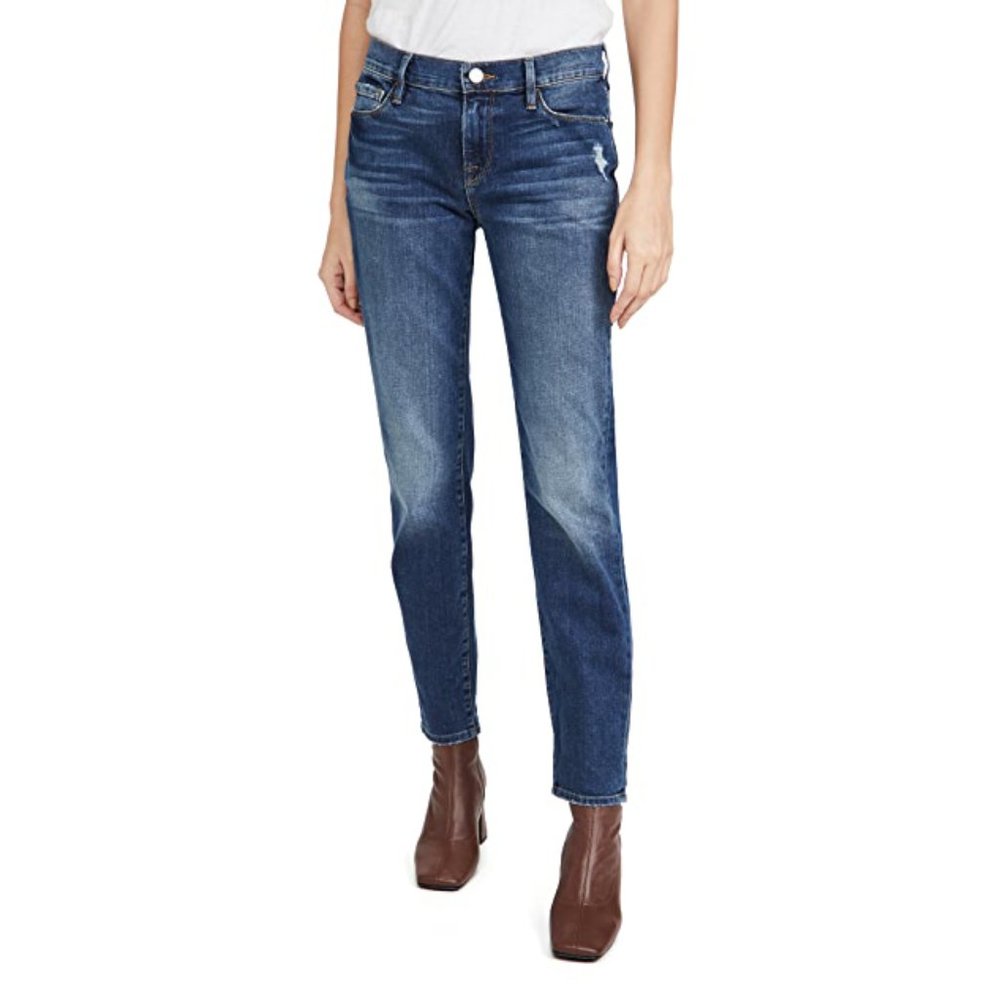 Frame Denim Indigo Straight Leg Jeans